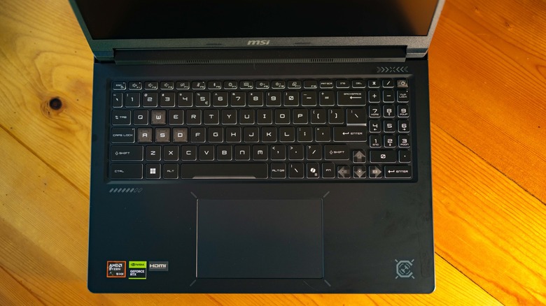 The keyboard of the MSI Crosshair A16 HX.
