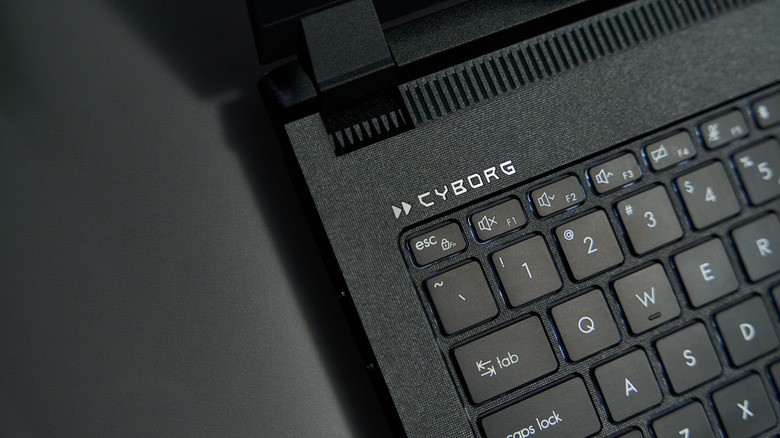 Close-up of the keyboard and logo of MSI Cyborg 15