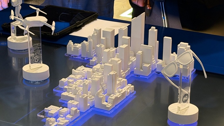 A 3D-printed city highlighting how 6G will connect from drones to cars