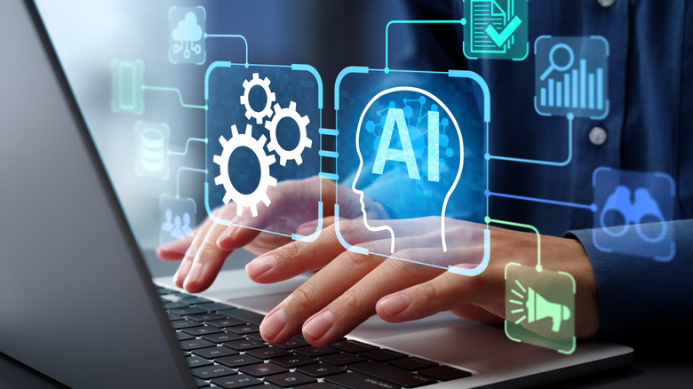 A concept image of working with AI tools on a computer.