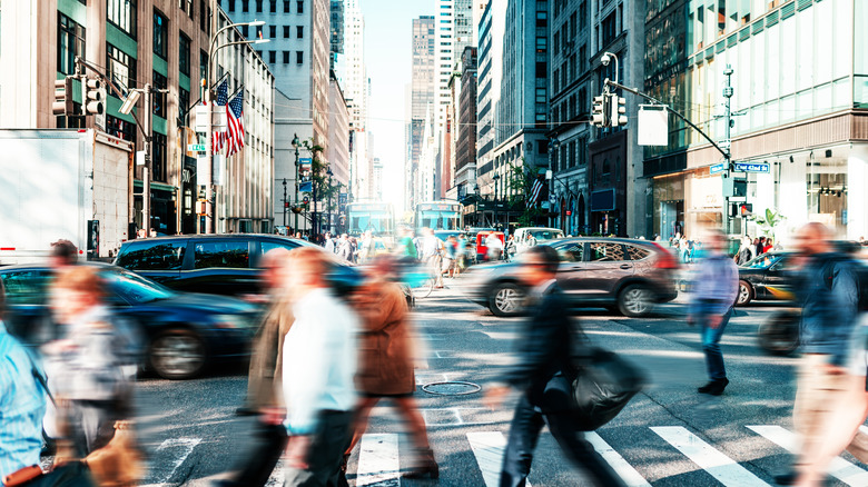 A crowded street in New York.