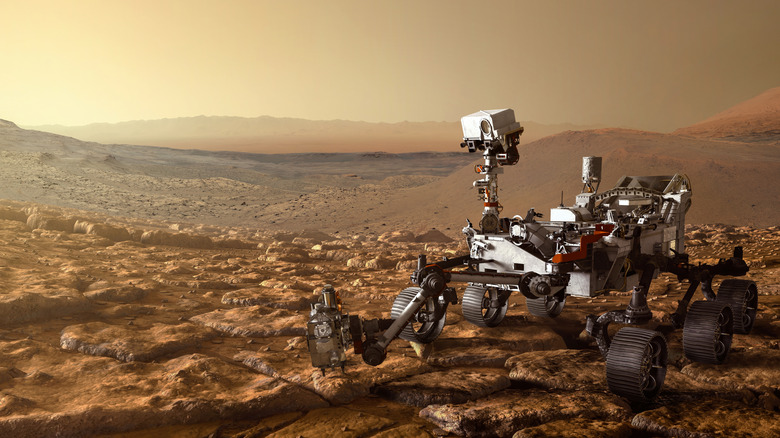 Mars rover exploring the surface of Mars