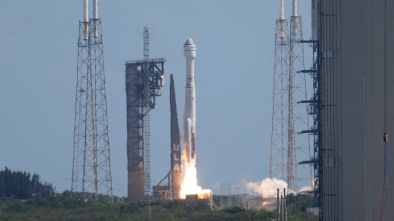 Rocket launch with Boeing Starliner aboard