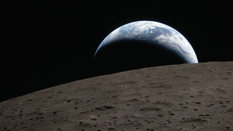 View of the earth as seen from the surface of the moon