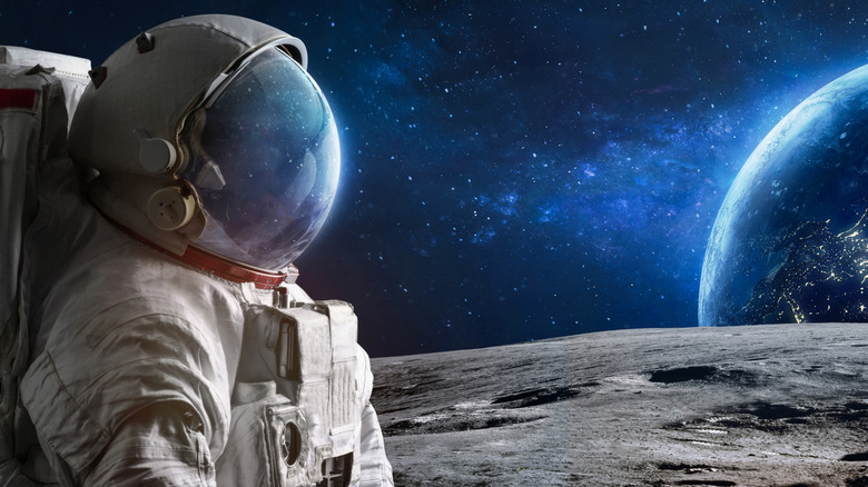 Astronaut on the surface of the moon