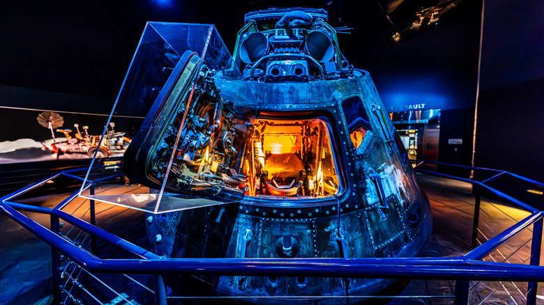 Apollo 17 command module on display at the Houston Space Center