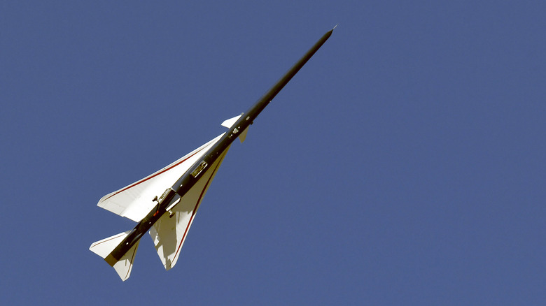 NASA and Lockheed Martin's Quesst supersonic jet from below.