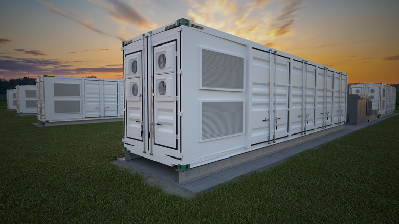 Close up of energy storage unit at a power station.