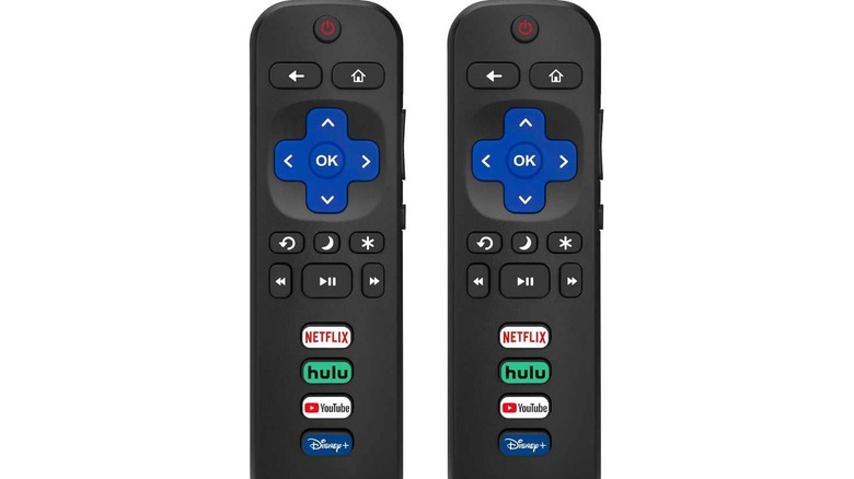Two Acoyer Roku remotes on a white background.