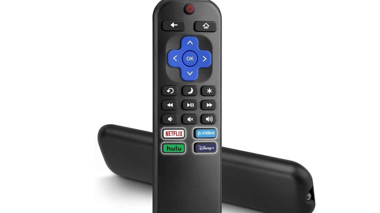 An Angrox Roku remote on a white background.