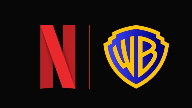Netflix and Warner Bros logos sit side by side against a black background.
