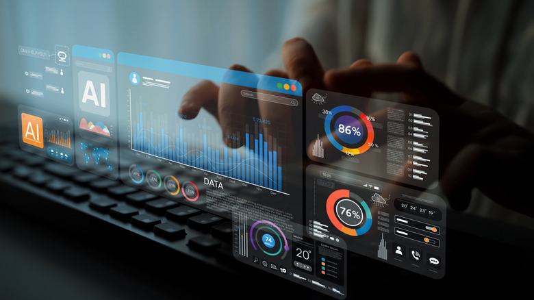 Concept of working with AI tools on a computer.