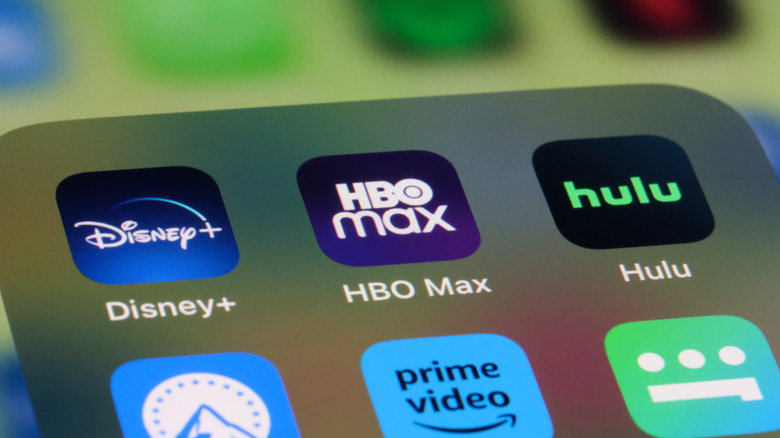 Streaming apps on an iPhone, including HBO Max