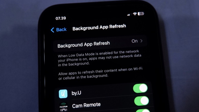 Background App Refresh section in iPhone Settings