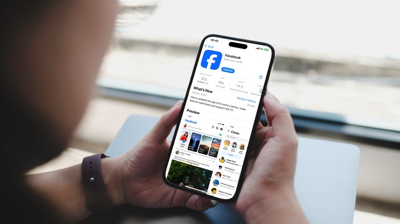 Facebook application in App Store on an iPhone screen