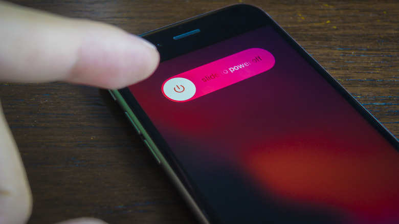 Power off slider on an iPhone