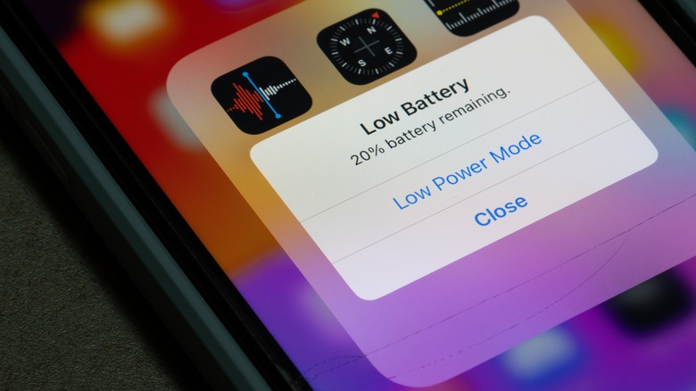 Low Power Mode alert on iPhone