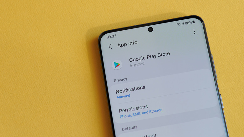 App info page on Android phone showing app permissions