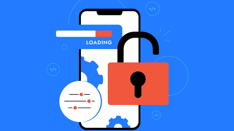 Vector illustration of jailbreaking mobile operating system