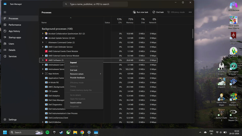 A screenshot of the Task Manager on a Windows PC
