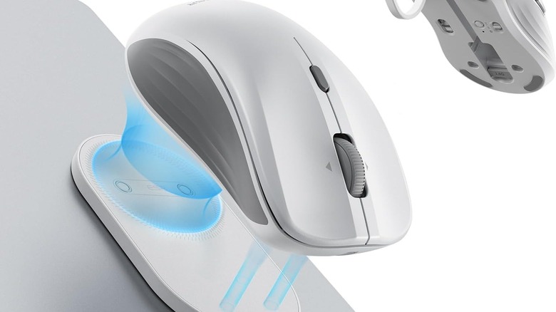 The ESR MagMouse in white on a MacBook