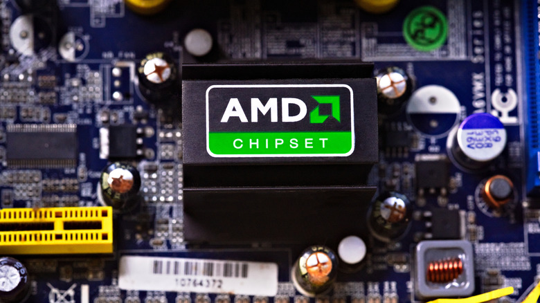 AMD chipset on a motherboard.
