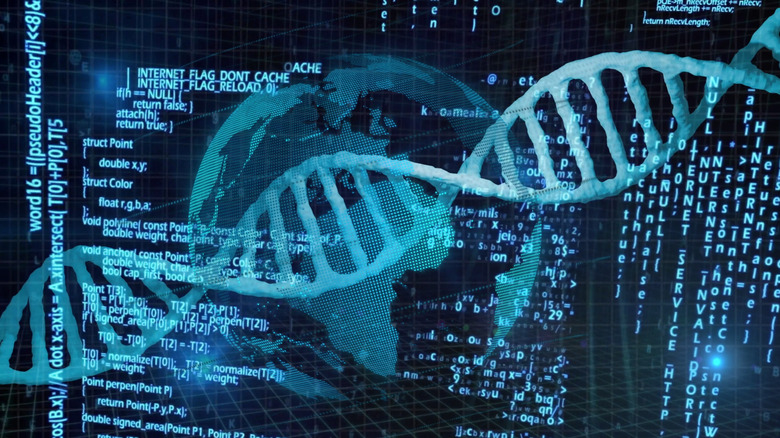 concept image of DNA sequencing and code