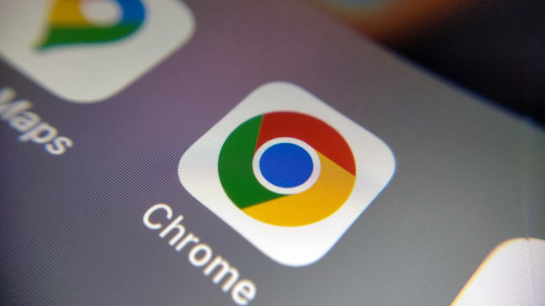 google chrome icon on a smartphone display
