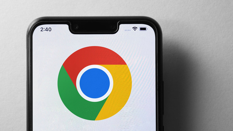 smartphone with google chrome logo on it