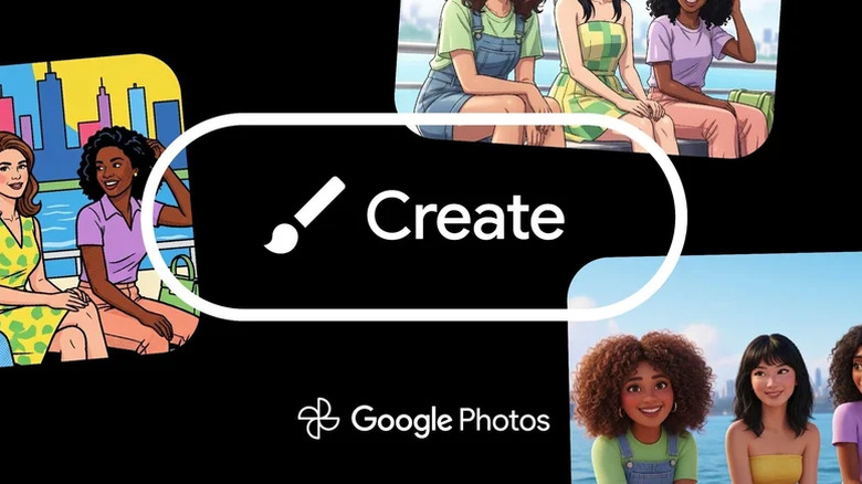 The Create menu button that Google introduced in Google Photos in 2025.