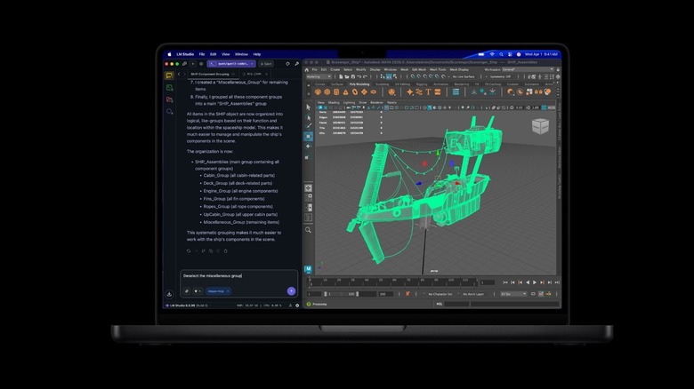 A MacBook Pro running a 3D rendering program