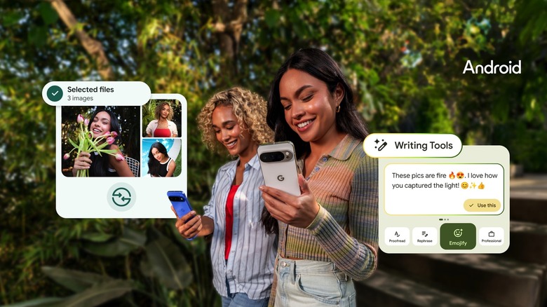 Android's new Quick Share design and the AI writing tools in Gboard.