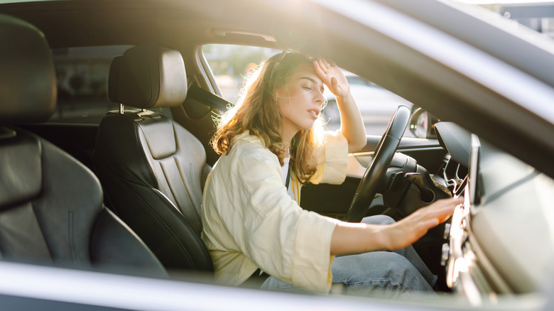 Woman stuck inside a hot car