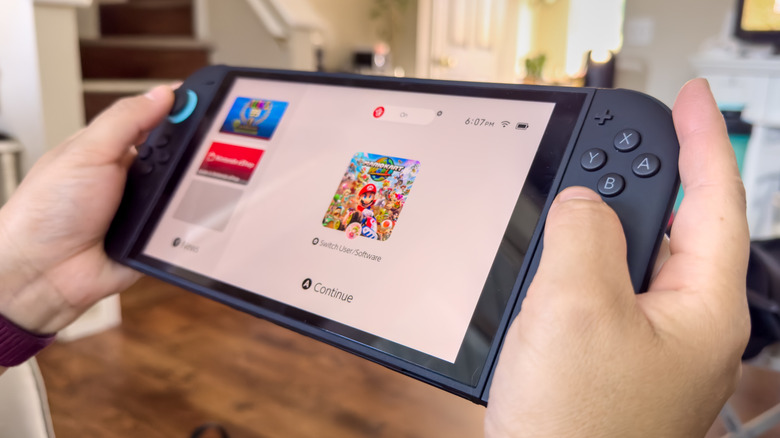 Hands holding a Nintendo Switch 2