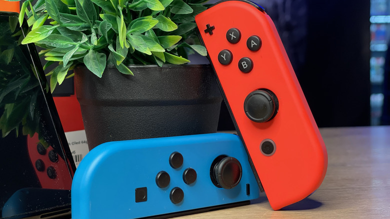 a Nintendo Switch controller on a table