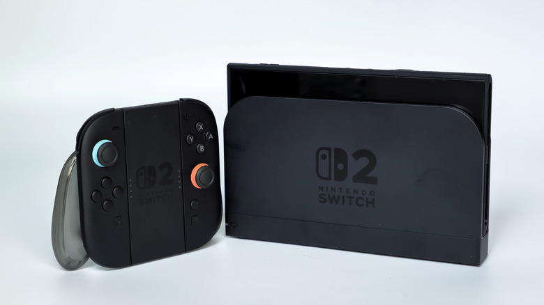 Switch 2 with dock next to joycon controllers