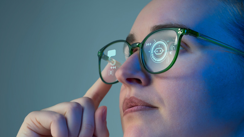 concept, woman wearing smart glasses