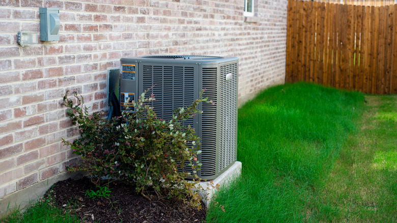 Outdoor HVAC unit and air conditioning system fan.