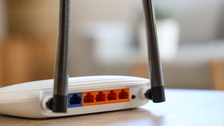 close-up of back of wireless router