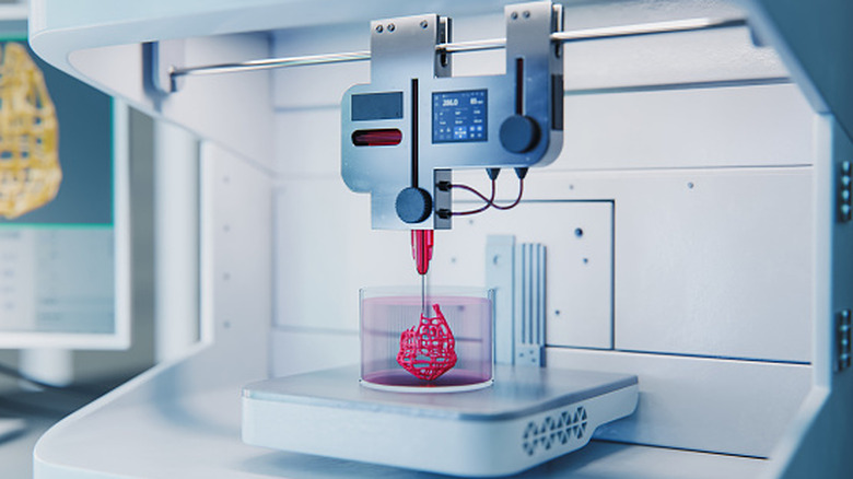 Image of artificial organ being 3D printed in a vat