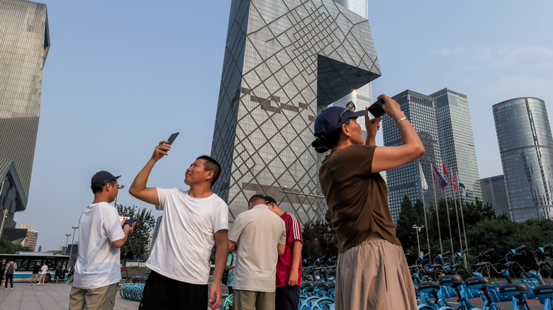 People on their phones in China