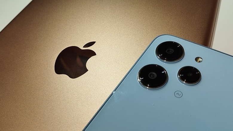 a iPhone near the Apple logo