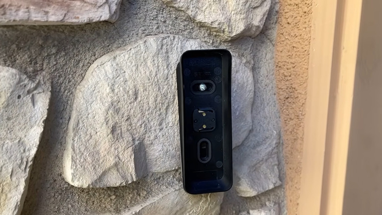 The Logitech Circle View Doorbell camera mounted outside a house