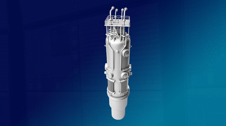 A diagram shows NuScale's proposed small modular reactor against a blue background.