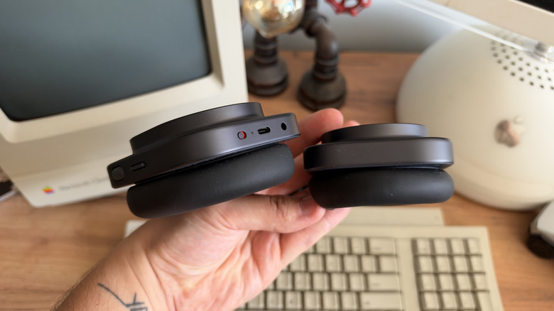 Close-up of the USB-C charging port on the Nothing Headphone (1) Pro