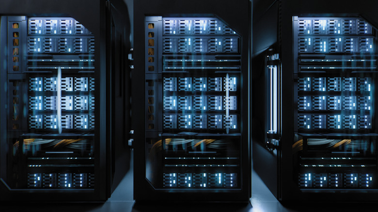 Racks of servers in a data center