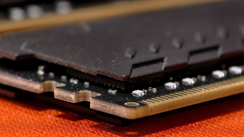 Close-up of a memory circuit board.