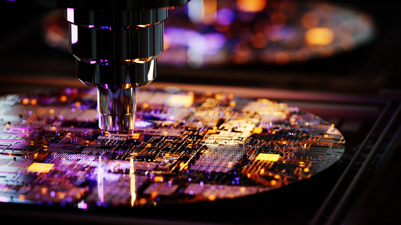 Close-up view of an AI chip.