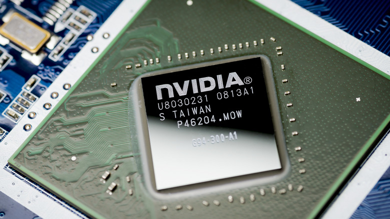 Nvidia branded CPU / ram chip on a motherboard system
