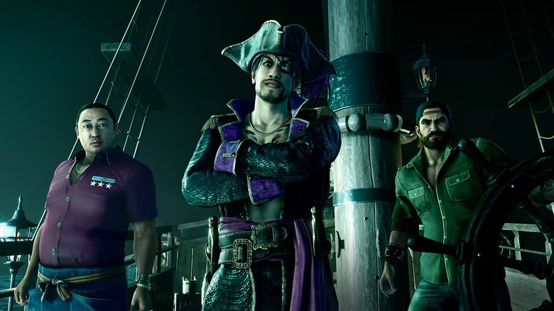 Goro Majima and crew in Like a Dragon: Pirate Yakuza in Hawaii